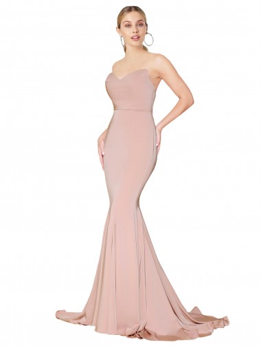 Sirène Col Haut Crêpe Stretch Longue Formelles Robes demoiselle d'honneur / Robes de soirée / Robes de bal Pas Chre