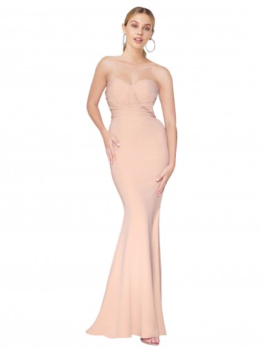 Sirène Col Haut Crêpe Stretch Longue Formelles Robes demoiselle d'honneur / Robes de soirée / Robes de bal Pas Chre