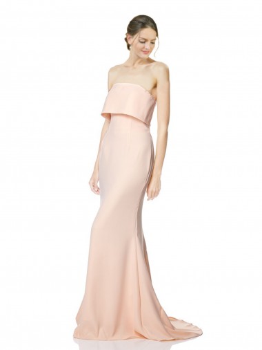 Sirène Sans bretelle Col Haut Crêpe Stretch Longue Formelles Robes demoiselle d'honneur / Robes de soirée / Robes de bal Pas Chre