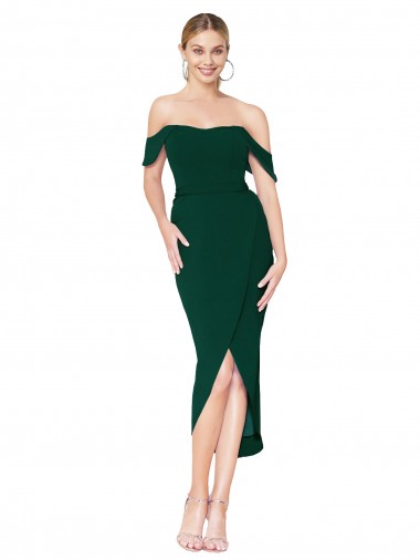 Sirène Épaule Dénudée Col Haut Crêpe Stretch Courte Asymétrique Robes demoiselle d'honneur / Robes de soirée / Robes de cocktail Pas Chre