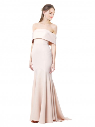 Sirène Épaule Dénudée Col Haut Crêpe Stretch Longue Formelles Robes demoiselle d'honneur / Robes de soirée / Robes de bal Pas Chre