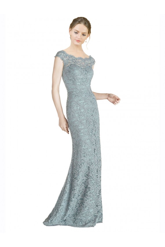 Sirène Épaule Dénudée Dentelle Longue Robes demoiselle d'honneur / Robes de bal Pas Chère