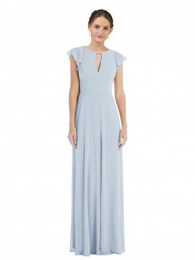 Trapèze Bateau Mousseline Longue Formelles Robes demoiselle d'honneur / Robes de soirée Pas Chre