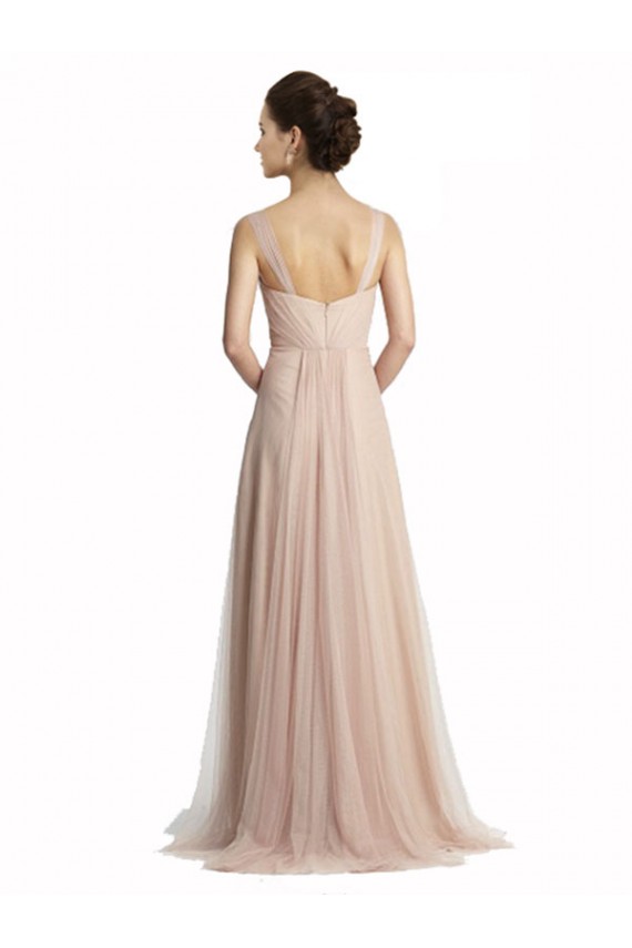 Trapèze Col Carré Tulle Longue Robes demoiselle d'honneur Pas Chère