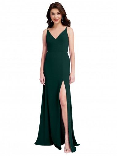 Trapèze Col V Crêpe Stretch Longue Formelles Robes demoiselle d'honneur / Robes de soirée / Robes de bal Pas Chre