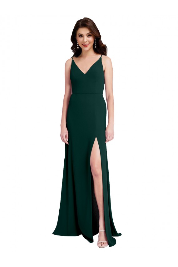 Trapèze Col V Crêpe Stretch Longue Formelles Robes demoiselle d'honneur / Robes de soirée / Robes de bal Pas Chère