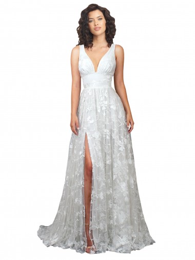 Trapèze Col V Dentelle Robes de mariée Pas Chre