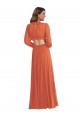 Trapèze Col V Mousseline Longue Asymétrique Robes demoiselle d'honneur Pas Chère