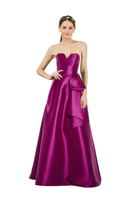 Trapèze Col V Satiné Longue Robes demoiselle d'honneur / Robes de bal Pas Chère