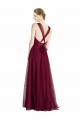 Trapèze Col V Tulle Longue Robes demoiselle d'honneur Pas Chère