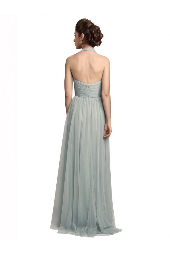 Trapèze Licou Tulle Longue Robes demoiselle d'honneur Pas Chère