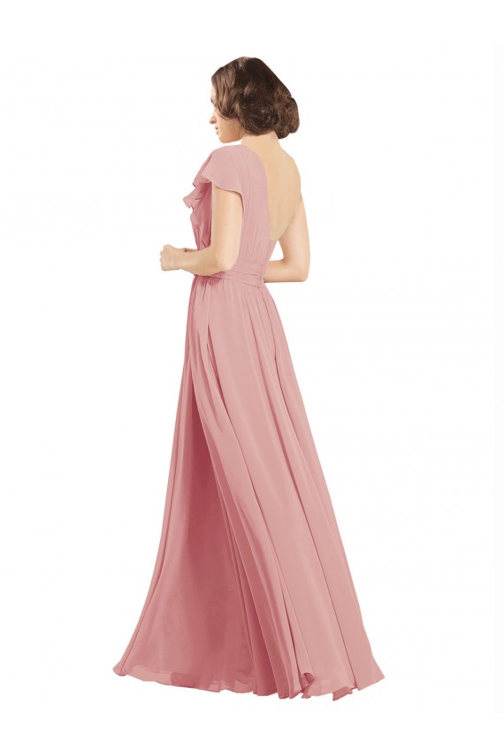 Trapèze Mousseline Longue Robes demoiselle d'honneur Pas Chère