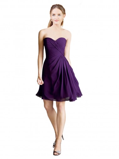 Trapèze Sans bretelle Mousseline Courte Robes demoiselle d'honneur / Robes de cocktail Pas Chre