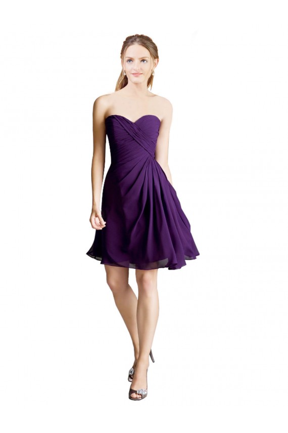 Trapèze Sans bretelle Mousseline Courte Robes demoiselle d'honneur / Robes de cocktail Pas Chère