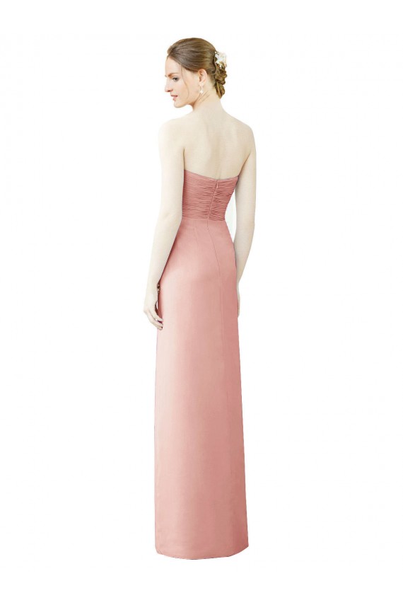 Trapèze Sans bretelle Mousseline Longue Asymétrique Robes demoiselle d'honneur Pas Chère