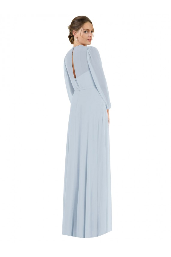 Trapèze Sans bretelle Mousseline Longue Formelles Robes demoiselle d'honneur / Robes de soirée Pas Chère