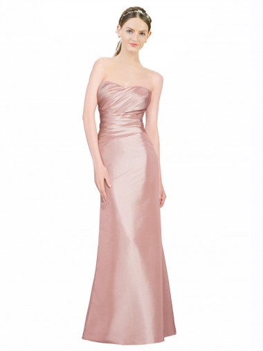 Trapèze Sans bretelle Satiné Stretch Longue Formelles Robes demoiselle d'honneur / Robes de soirée / Robes de bal Pas Chre