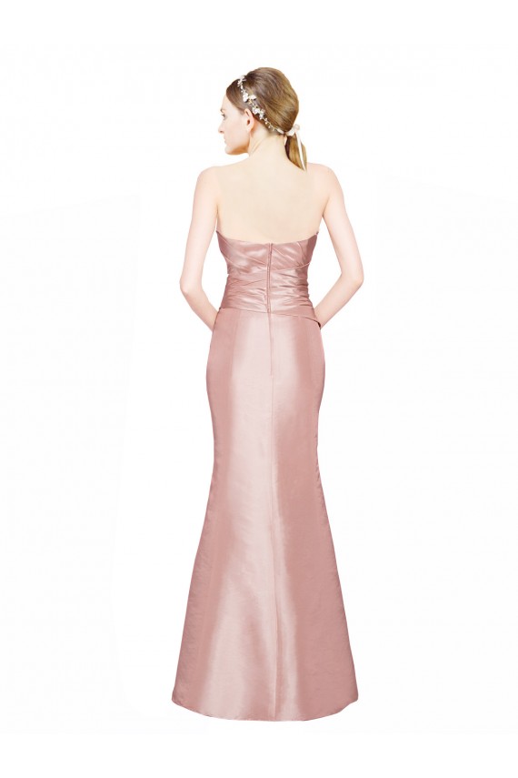Trapèze Sans bretelle Satiné Stretch Longue Formelles Robes demoiselle d'honneur / Robes de soirée / Robes de bal Pas Chère