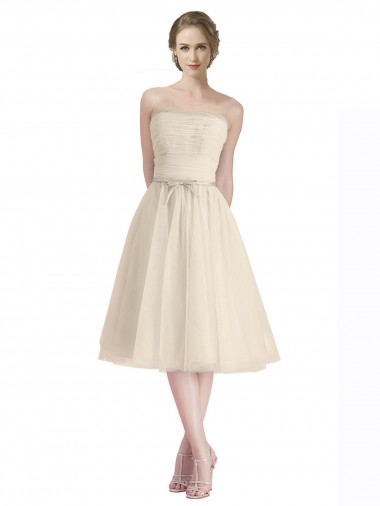 Trapèze Sans bretelle Tulle Courte Robes demoiselle d'honneur / Robes de cocktail Pas Chre