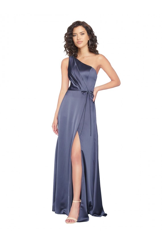 Trapèze Satiné Soyeux Longue Formelles Robes demoiselle d'honneur / Robes de soirée / Robes de bal Pas Chère