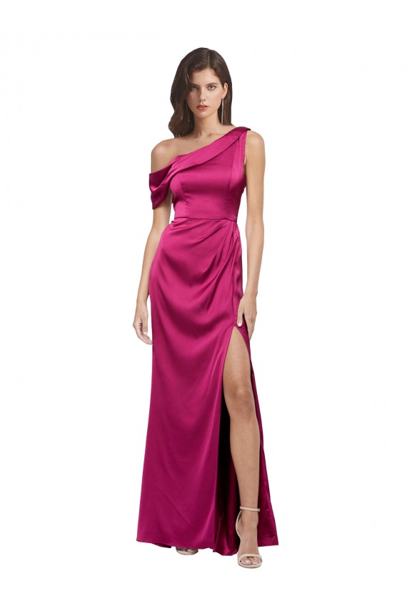 Trapèze Satiné Stretch Longue Formelles Robes demoiselle d'honneur / Robes de soirée / Robes de bal Pas Chère