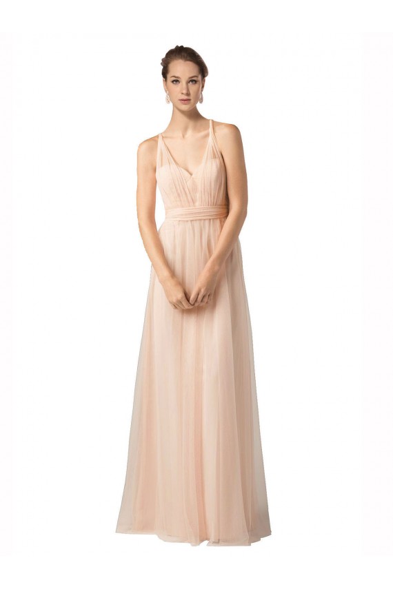 Trapèze Tulle Longue Robes demoiselle d'honneur Pas Chère