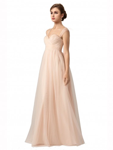 Trapèze Tulle Longue Robes demoiselle d'honneur Pas Chre