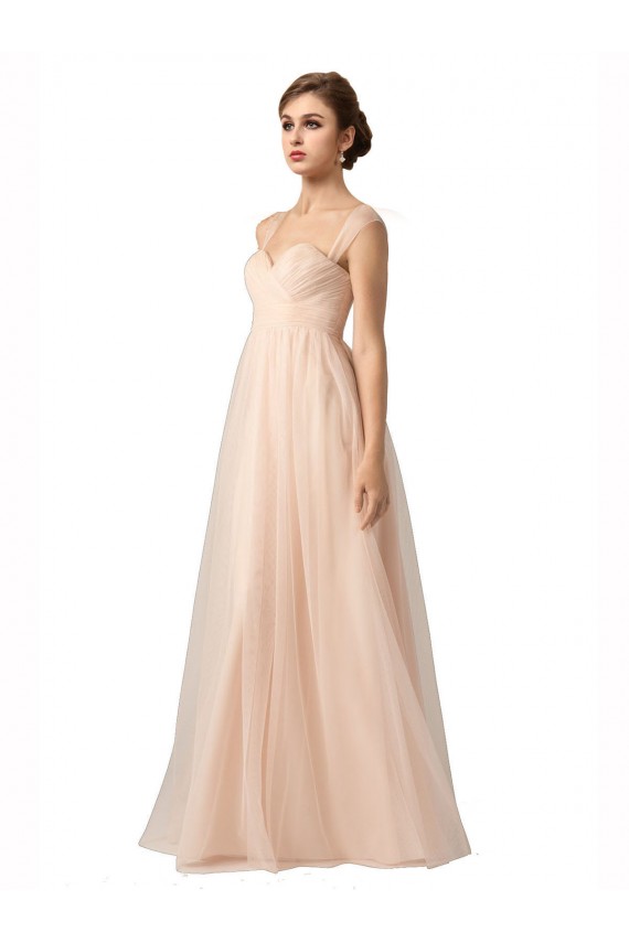 Trapèze Tulle Longue Robes demoiselle d'honneur Pas Chère