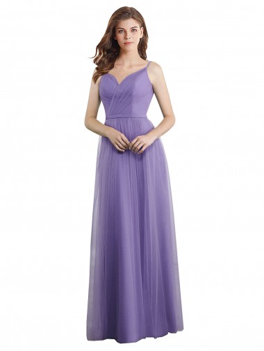Trapèze Tulle Longue Robes demoiselle d'honneur Pas Chre