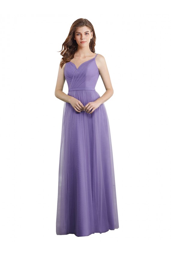 Trapèze Tulle Longue Robes demoiselle d'honneur Pas Chère