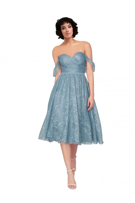 Trapèze Épaule Dénudée Dentelle Courte Robes demoiselle d'honneur / Robes de cocktail Pas Chère