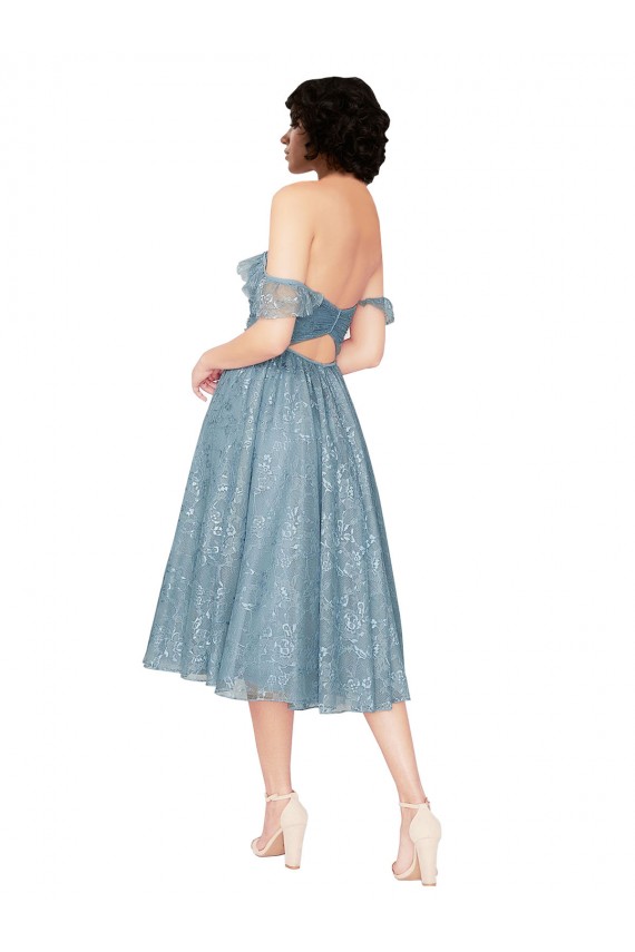 Trapèze Épaule Dénudée Dentelle Courte Robes demoiselle d'honneur / Robes de cocktail Pas Chère