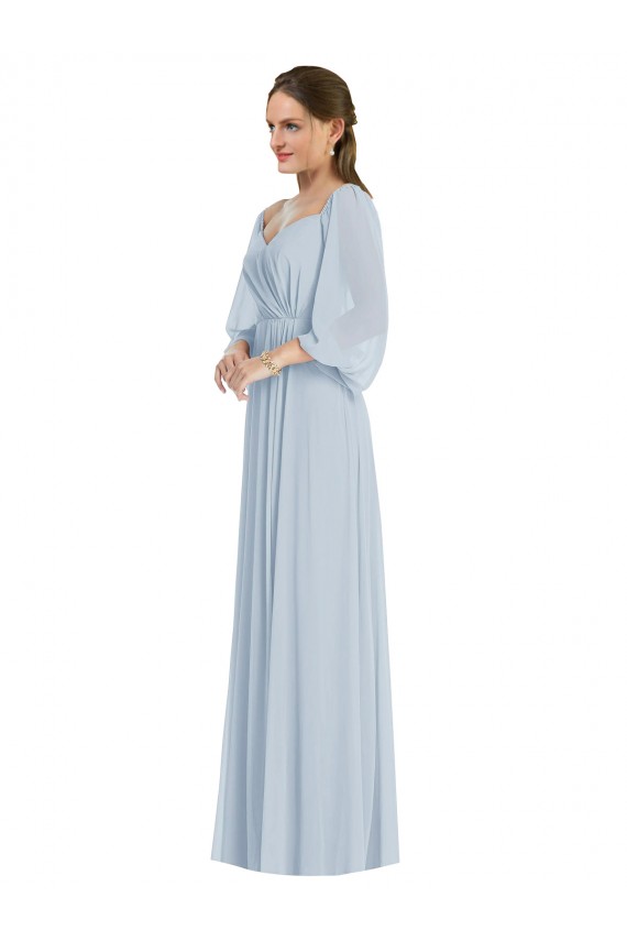 Trapèze Épaule Dénudée Mousseline Longue Formelles Robes demoiselle d'honneur / Robes de soirée Pas Chère
