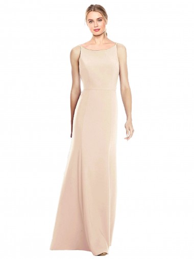 Trompette Bateau Crêpe Stretch Longue Robes demoiselle d'honneur / Robes de bal Pas Chre