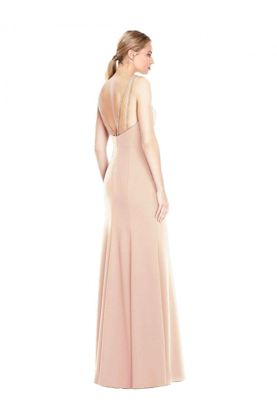 Trompette Bateau Crêpe Stretch Longue Robes demoiselle d'honneur / Robes de bal Pas Chère