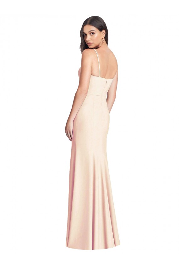 Trompette Bretelles spaghetti Crêpe Stretch Longue Robes demoiselle d'honneur / Robes de bal Pas Chère