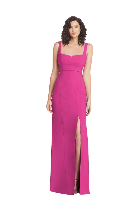 Trompette Col Carré Crêpe Stretch Longue Robes demoiselle d'honneur / Robes de bal Pas Chère