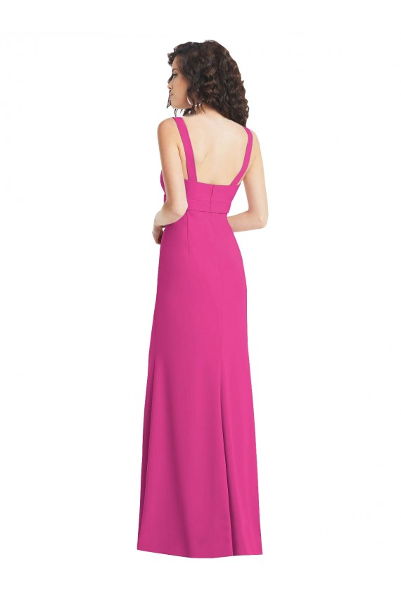 Trompette Col Carré Crêpe Stretch Longue Robes demoiselle d'honneur / Robes de bal Pas Chère