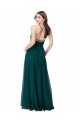Vert Chasseur Trapèze Col V Mousseline Longue Robes demoiselle d'honneur Pas Chère