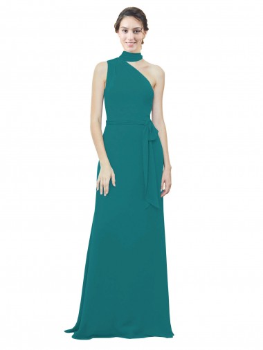 Vert Chasseur Trapèze Mousseline Longue Robes demoiselle d'honneur Pas Chre