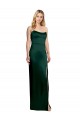 Vert Chasseur Trapèze Scoop Sans bretelle Satiné Stretch Longue Formelles Robes demoiselle d'honneur / Robes de soirée / Robes de bal Pas Chère