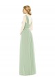 Vert Sauge Trapèze Bretelles spaghetti Mousseline Longue Robes demoiselle d'honneur Pas Chère