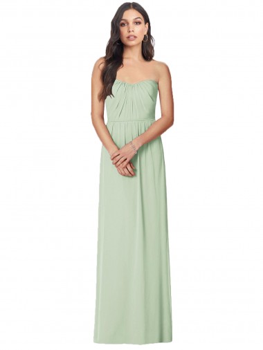Vert Sauge Trompette Sans bretelle Mousseline Longue Robes demoiselle d'honneur Pas Chre