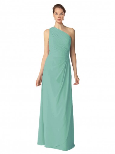 Vert de jade Trapèze Mousseline Longue Robes demoiselle d'honneur Pas Chre