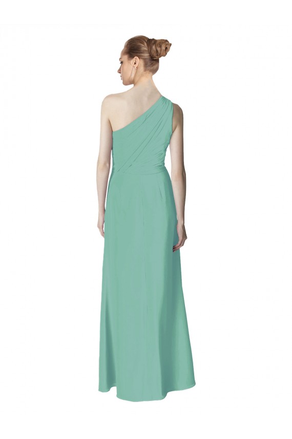 Vert de jade Trapèze Mousseline Longue Robes demoiselle d'honneur Pas Chère