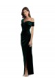 Vert foncé Fourreau Épaule Dénudée Velours Stretch Longue Asymétrique Formelles Robes demoiselle d'honneur / Robes de soirée / Robes de bal Pas Chère