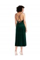 Vert foncé Fourreau midi Velours Stretch Courte Robes demoiselle d'honneur / Robes de soirée / Robes de cocktail Pas Chère