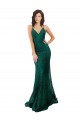 Vert foncé Sirène Col V Dentelle Longue Robes demoiselle d'honneur / Robes de bal Pas Chère