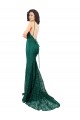 Vert foncé Sirène Col V Dentelle Longue Robes demoiselle d'honneur / Robes de bal Pas Chère