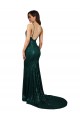 Vert foncé Sirène Col V Paillette Longue Formelles Robes demoiselle d'honneur / Robes de soirée / Robes de bal Pas Chère
